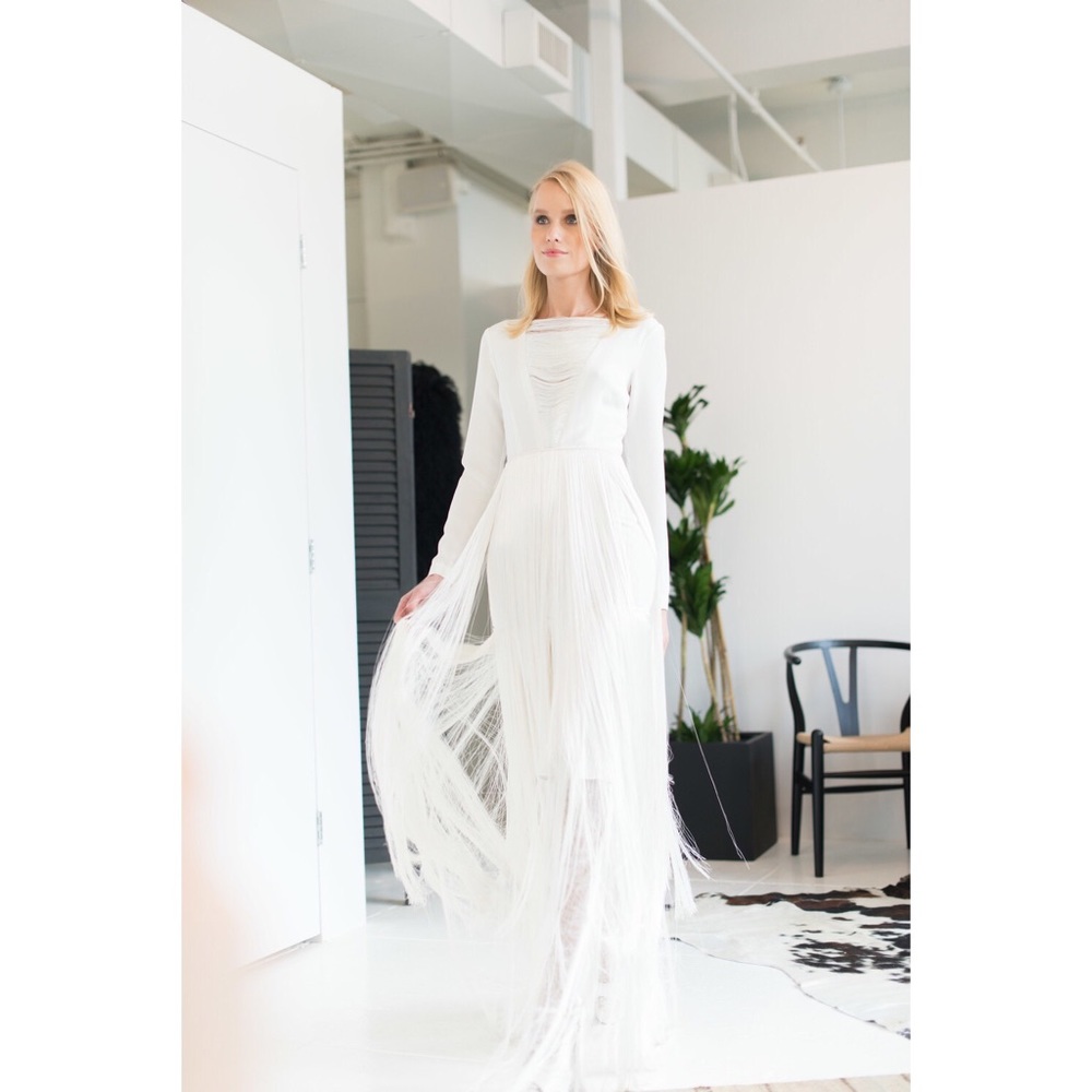 Houghton NYC Minimalist Fringe Bridal Gown